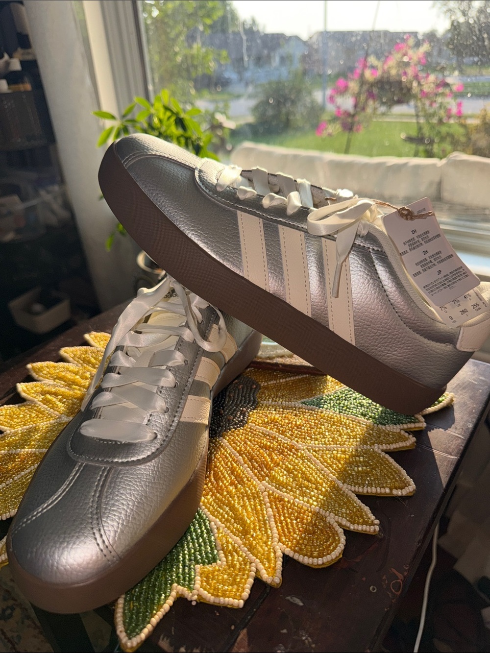 Adidas Japan Metallic Silver Leather Sneakers Women’s Size 9 NWT